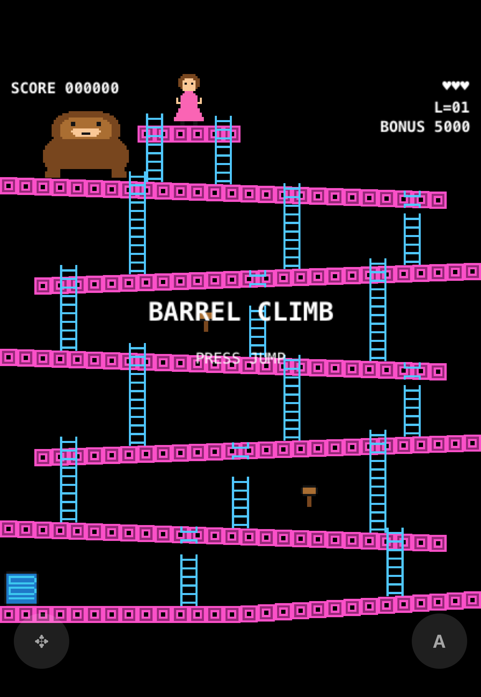 The same scene on an iPad-sized display, letterboxed to keep its tall arcade shape.